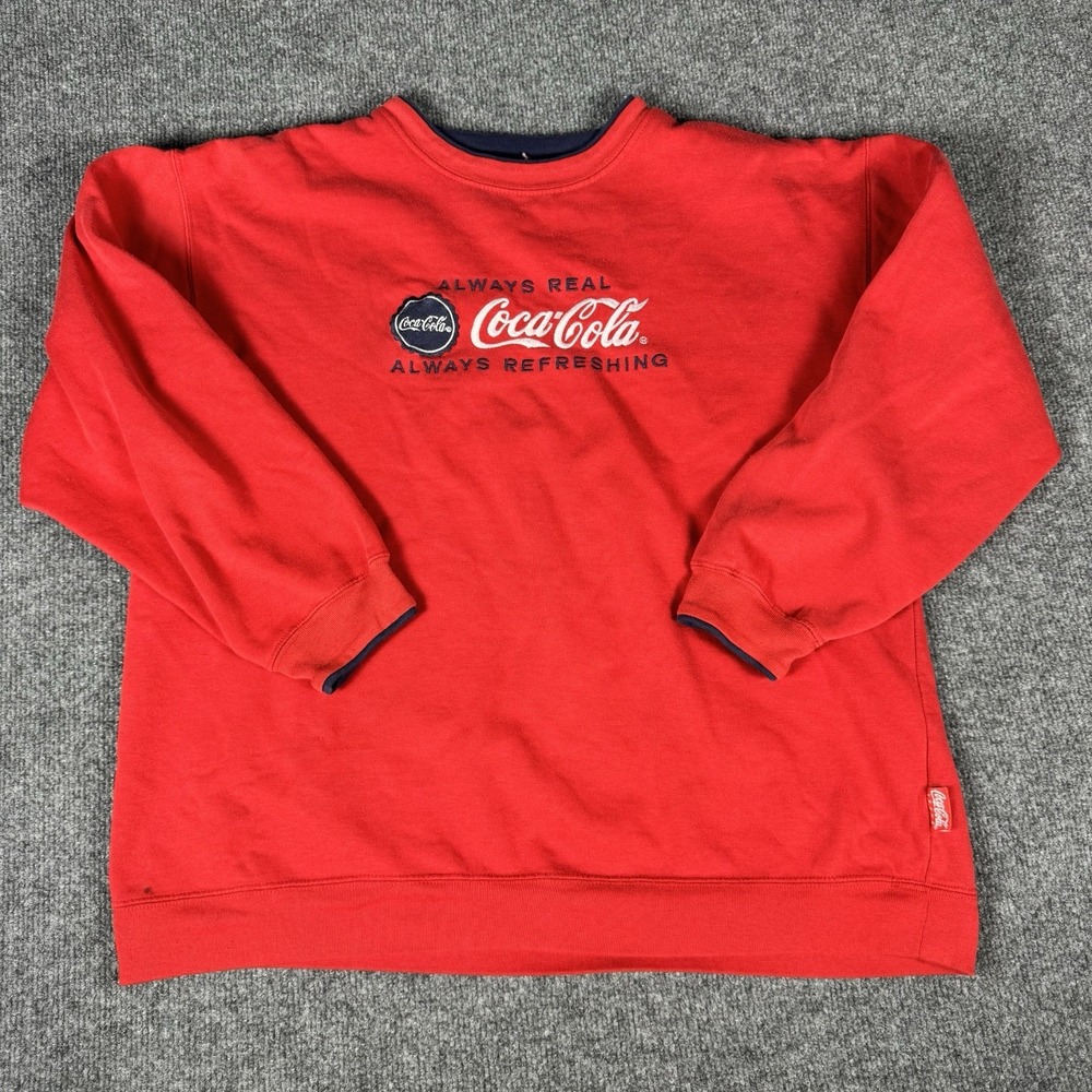 Vintage Coca Cola XL Red Embroidered Fleece Sweatshirt Pullover
